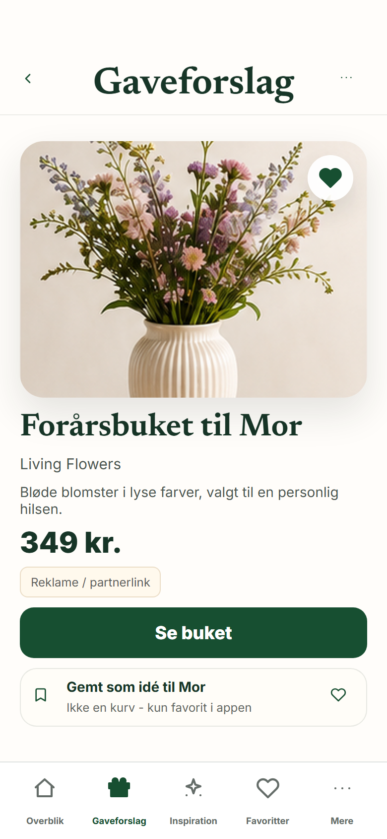 Mærkedagsradar gaveforslag med blomsterbuket til Mor